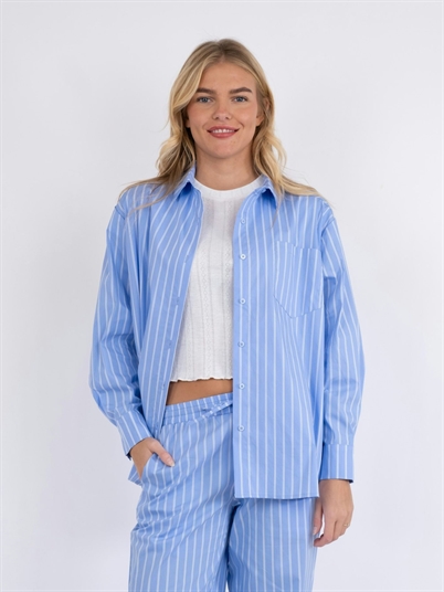 Neo Noir Dalma Double Stripe Skjorte Light Blue - Shop Online