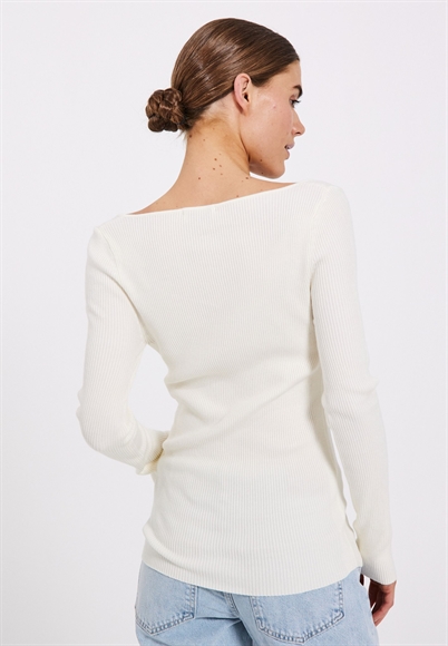 Norr Sherry Heart Knit Bluse Off White-Shop Online Hos Blossom
