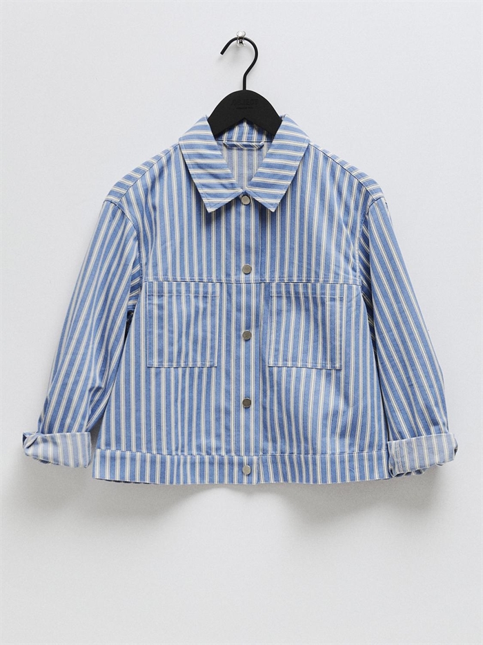 Object Objsola Twill Skjorte Lapis Blue White Shop Online Hos Blossom