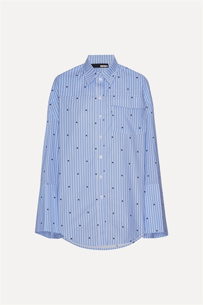 Rotate Sunday Oversized Skjorte Blue Logo Stripe Shop Online Hos Blossom