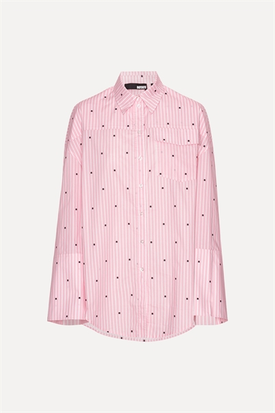 Rotate Sunday Oversized Skjorte Pink Logo Stripe Shop Online Hos Blossom